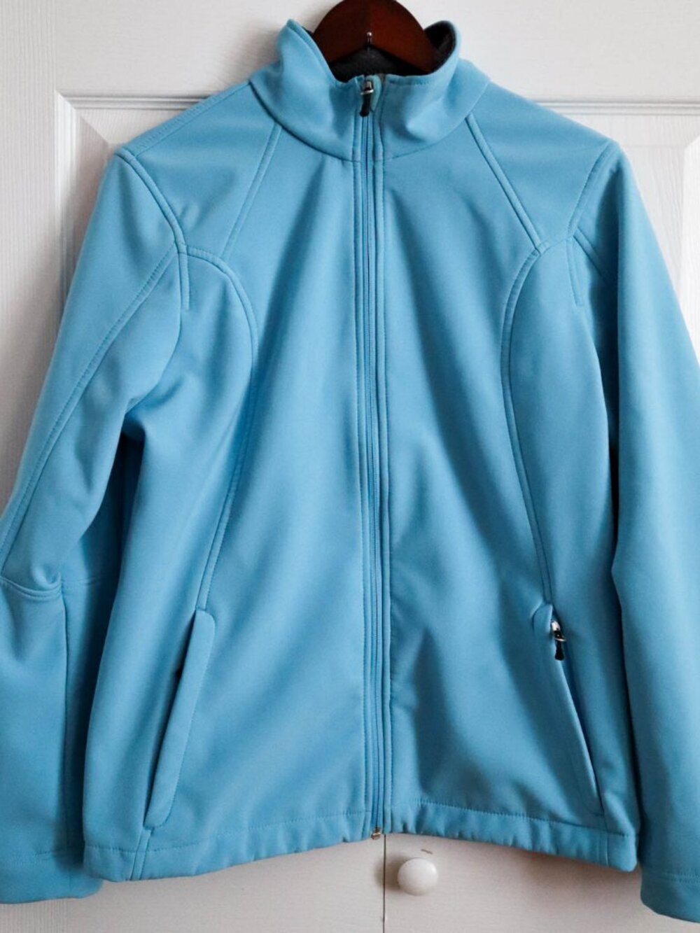 Lands End Women's Fleece Lined Soft Shell Jacket Sz Large 14/16 Light Blue
